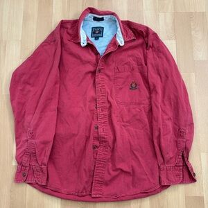 Vintage Chaps Ralph Lauren Crimson Red Cotton Button-Down Shirt Mens Medium